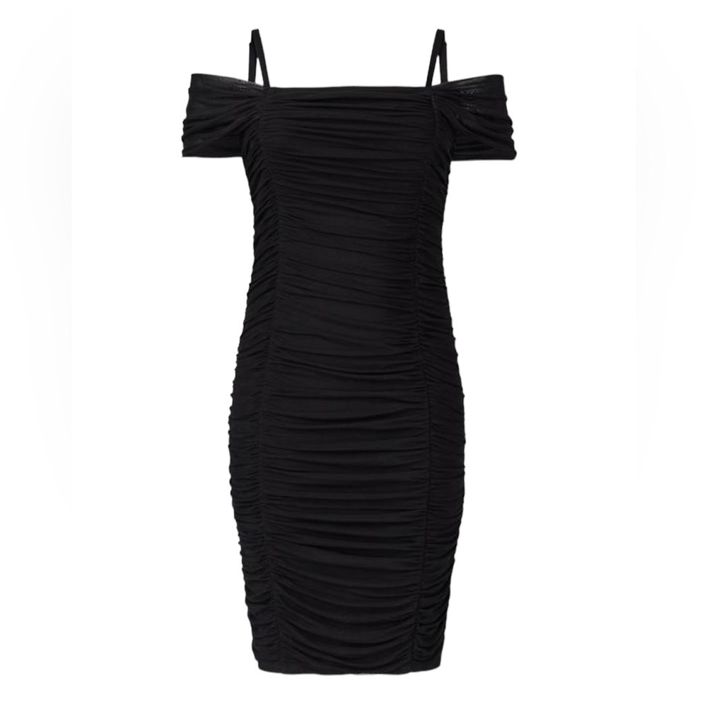 Torrid Black Mesh Ruched Cold Shoulder Bodycon Dress size 2X